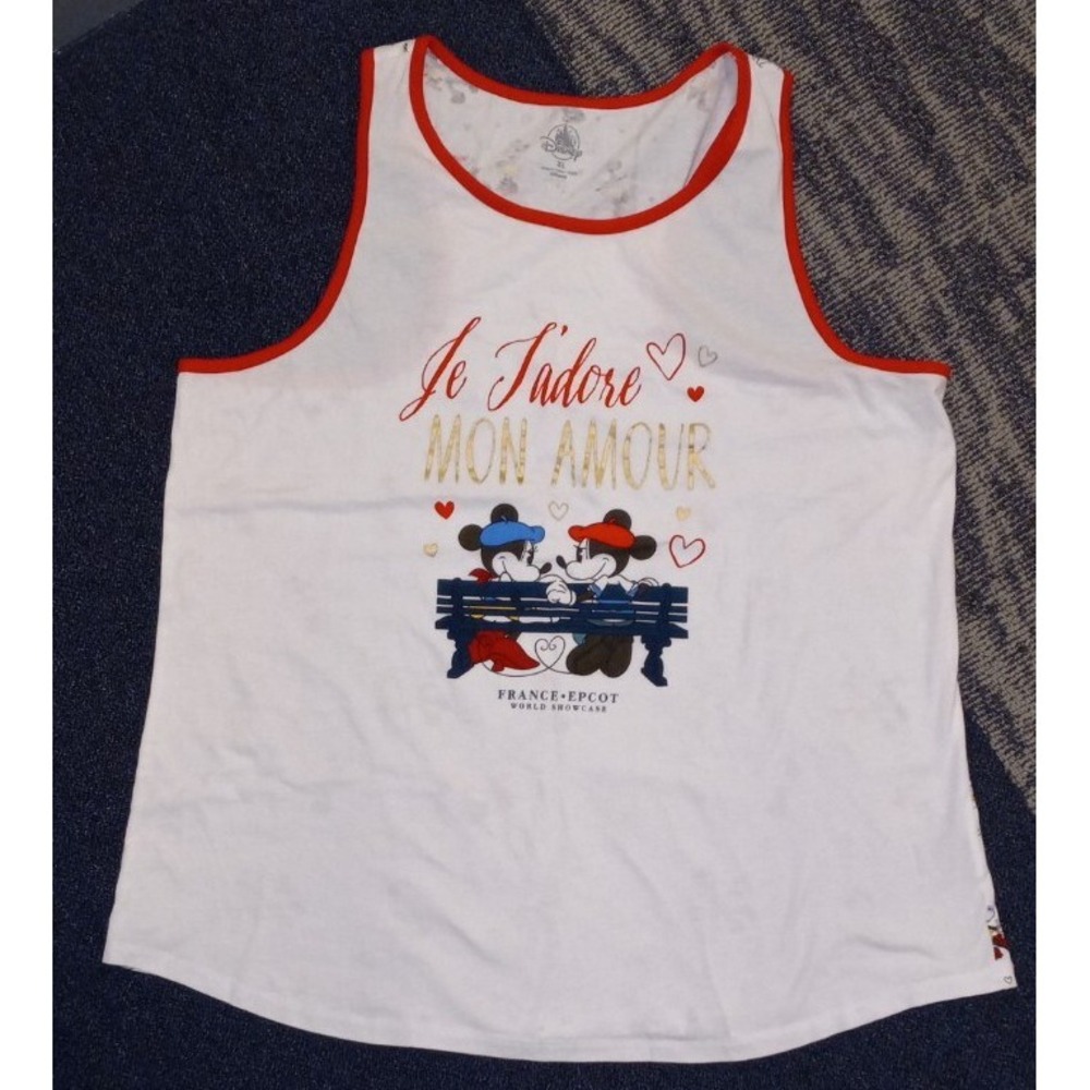 Mickey Minnie Mouse Love XL‎ Tank Top Shirt Disney Mon Amour Sleeveless France